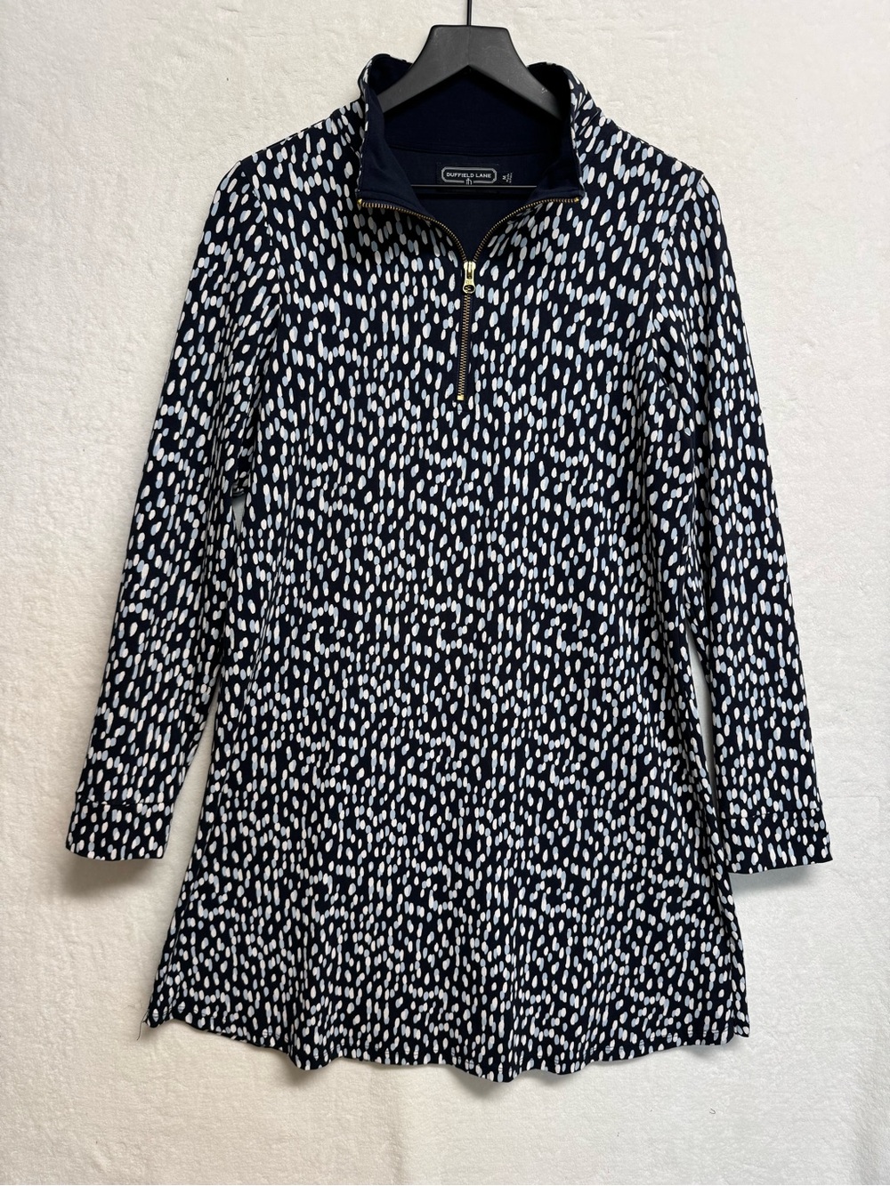 Duffield Lane June Dress Medium in a Navy White Dot Pattern Beach Cape Cod